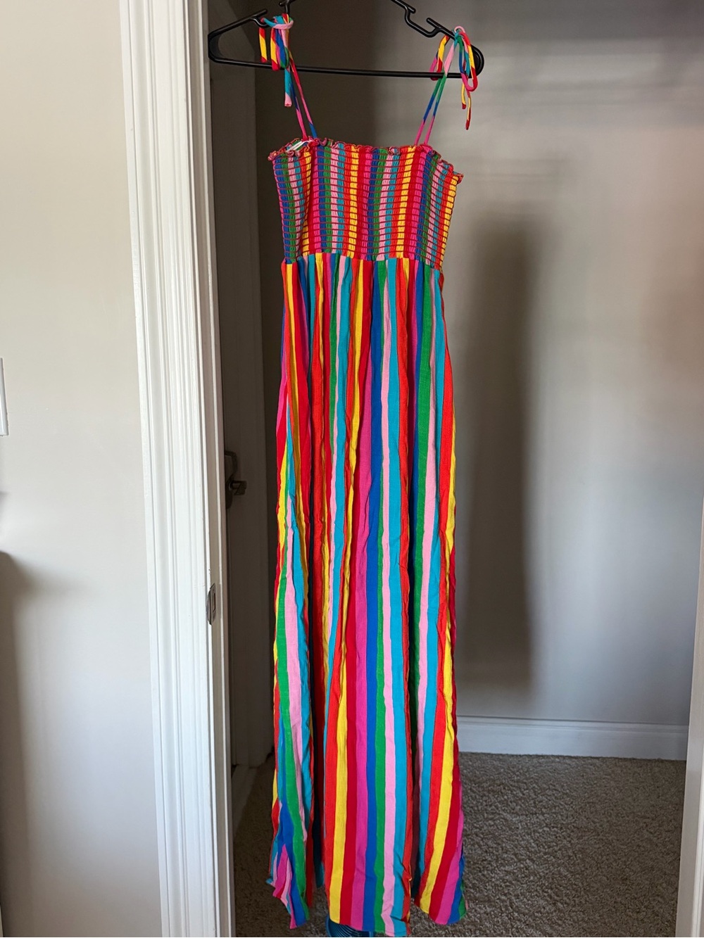 Show Me Your MuMu Rainbow Stripe Maxi Dress with Tie Straps